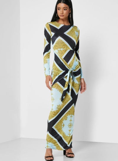 slim fit dress slacks 1970s Black Wool Gold Embroidered A-Line Caftan Maxi Dress main image 1