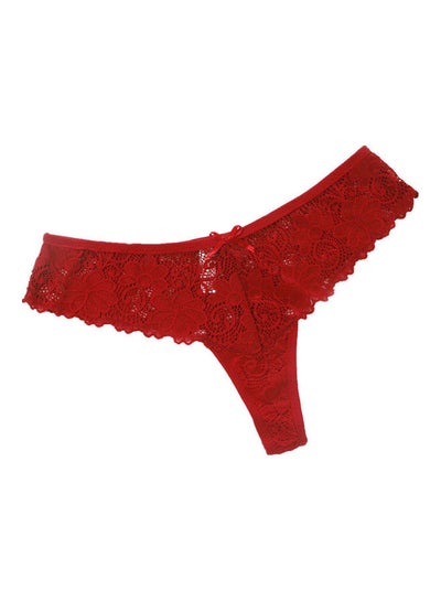 Buy Lace Detail G-String Thong Red in Saudi Arabia