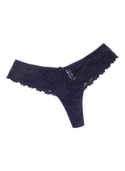 Buy Lace Detail G-String Thong Dark Blue in Saudi Arabia