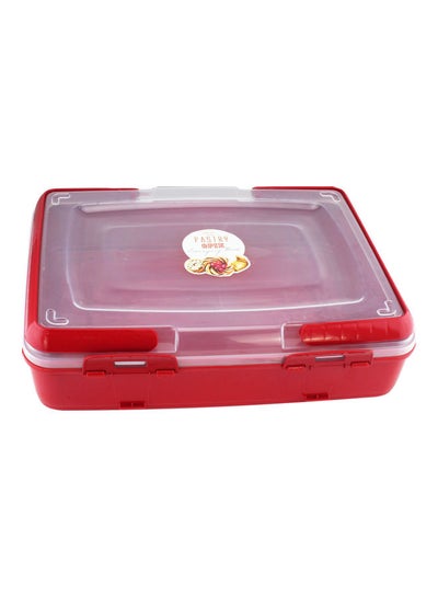Buy Portable Pastry Carrying Box With Handle Clear/Red in UAE