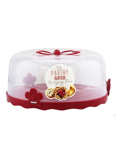 Buy Portable Pastry Carrying Box With Handle Clear/Red in UAE