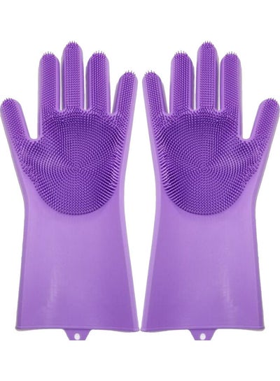 Buy 1-Pair Dishwashing Gloves Brush Purple in Egypt