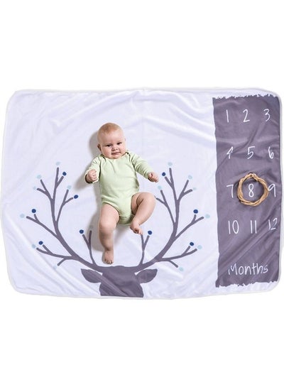 Buy Baby Milestone Blanket flannel white 15cm in UAE