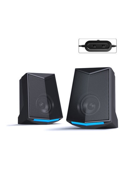 Buy V-115 Computer Desktop Speaker Black/Blue in UAE
