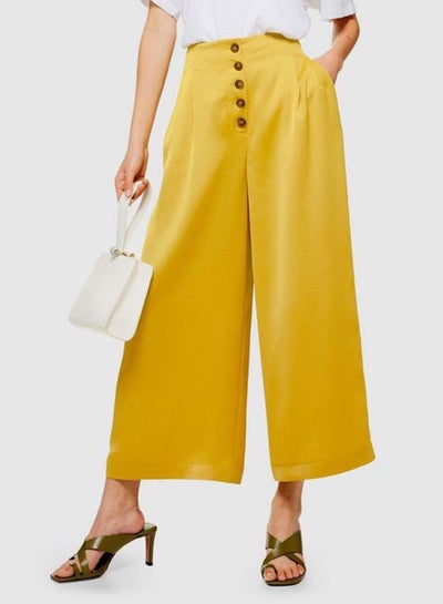 Button Down Wide Leg Pants Yellow price in UAE, Noon UAE