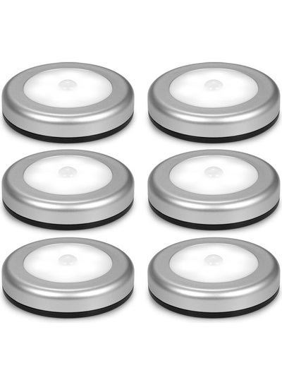 Buy Pack Of 6 Ultra-Bright Magnetic Motion Sensor LED Light Silver in Saudi Arabia