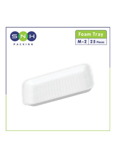 Buy 25-Piece Disposable Foam Tray White in UAE