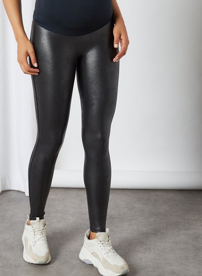 Spanx Mama Maternity Faux Leather High Waisted Leggings- 20201R - Black - XL