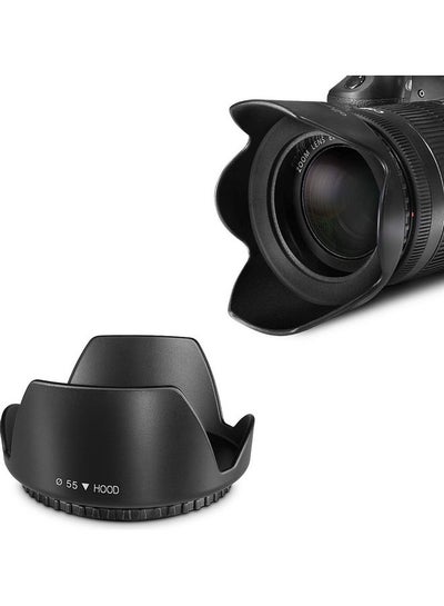 Buy Professional 55mm Tulip Flower Lens Hood [ Compatible for Nikon, for Canon DSLR Camera, Digital Cameras and Camcorders ] [Protects Lens from Accidental Impact] Black in Saudi Arabia