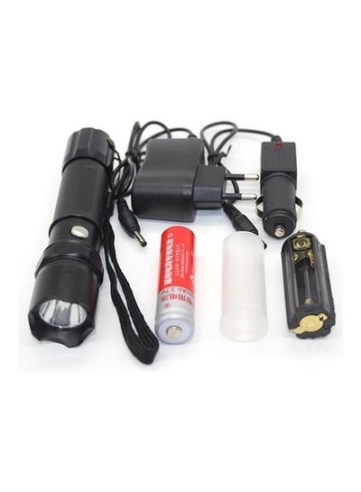 Buy High Power LED Flashlight Set Cree Q5 linternas By 18650/AAA battery Rechargeable Lamp Torches With Compass Tactical Flashlight Black in Egypt