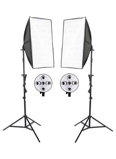 Buy 3-in-1 Photo Studio Kit 2 x 5 Lamp Holder 2 x 2m Light Stand 2 x 50 x 70cm Soft Box US Plug Black White in Egypt