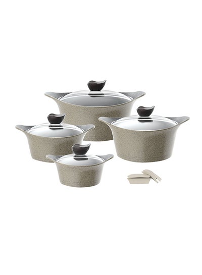 Buy 8-Pieces Aeni Cookware Marble Set Green/Black 18/22/26/30cm in Saudi Arabia