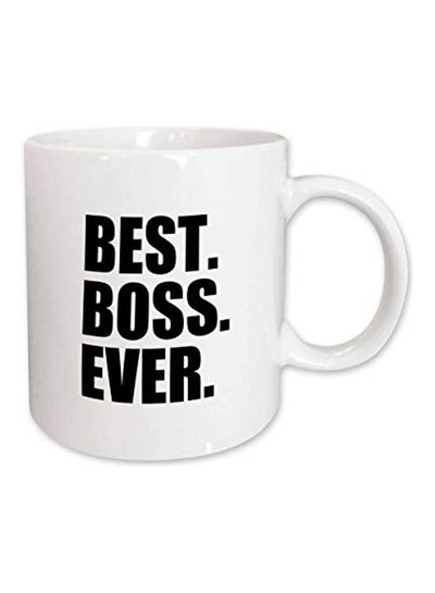 اشتري مج سيراميك مزين بعبارة "Best Boss Ever"، سعة 15 أوقية أبيض في الامارات