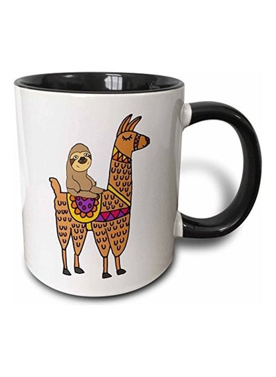 Buy Funny Cute Sloth Riding Llama Cartoon Ceramic Mug Multicolour in UAE