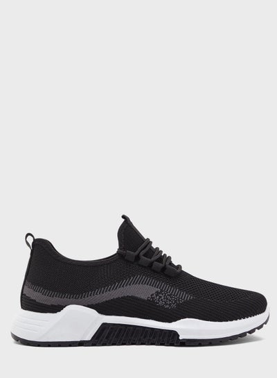 Buy Knitted Trainer Shoes Black in UAE