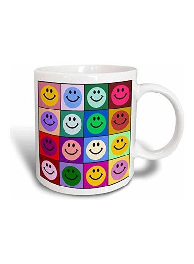 Buy Colourful Smiley Face Printed Mug Multicolour in UAE