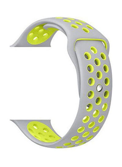 Buy Breathable With Holes Sport Silicone Band For Apple Watch Bracelet Strap Silver/Yellow in Egypt