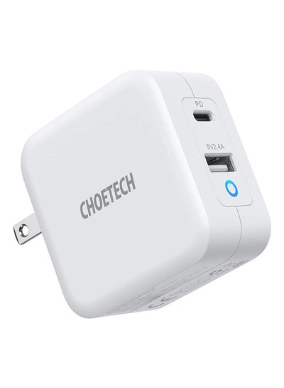 Buy 65W 2-Port PD Charger GaN Tech PD 3.0 Foldable Type C Wall Charger Adapter for I Phone 13/12 & Macbook Pro/Air White White in UAE