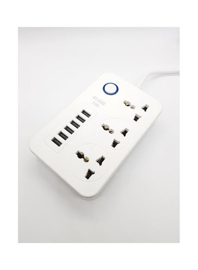 Buy 3 Socket 6 USB Port Universal Plug Extension White 150x97x30mm in UAE