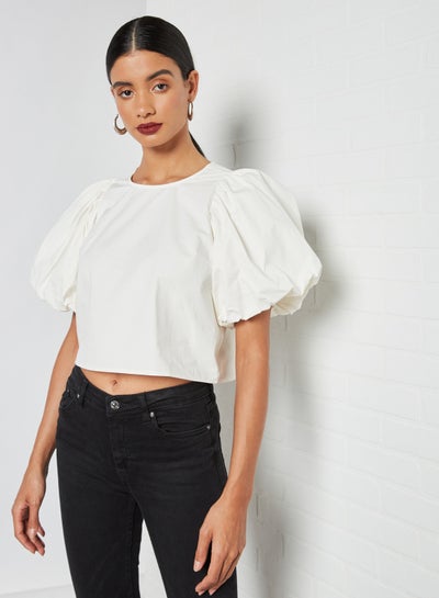 Buy Puff Sleeve Top Ivory in UAE