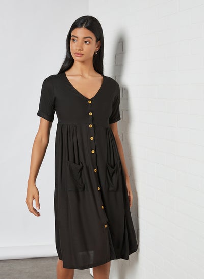 Buy Gather Detail Dress Black in Egypt