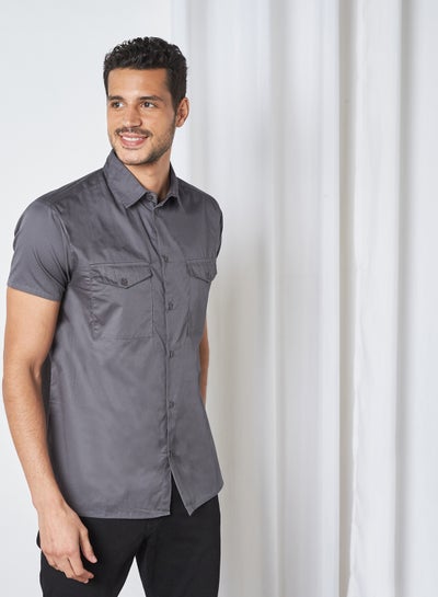 Buy Plain Shirt Grey in Saudi Arabia