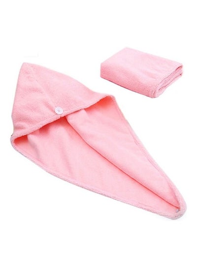 Buy Hair Drying Towel with Button Pink 100grams in Egypt