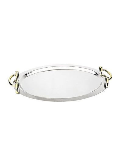 Buy Stackable Oval Tray With Handle Silver 62cm in UAE