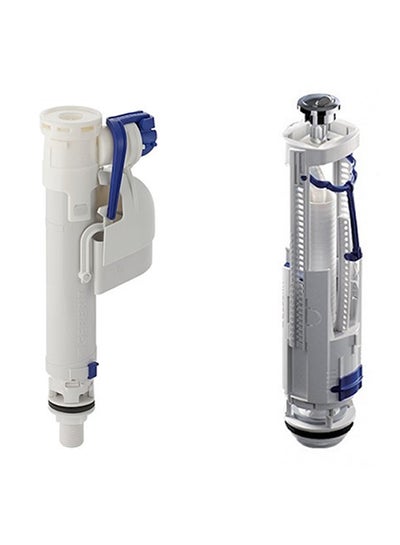 Buy 2-Piece Dual Flush Valve Fitting And Bottom Inlet Set White/Blue in UAE