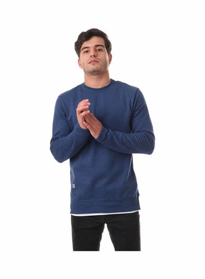 Buy Diamond Self-Patterned Round Neck Sweatshirt NavyBlue in Egypt