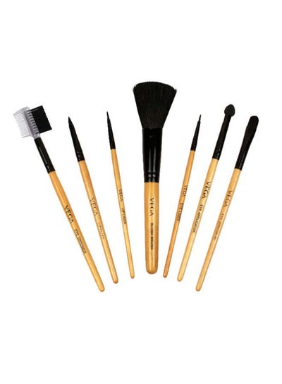 Buy 7-Piece Multi-Purpose Brush Set Beige/Black in UAE