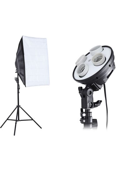 Buy 3-in-1 Photo Studio Kit 4 Lamp Holder 2m Light Stand 50 x 70cm Soft Box EU Plug Black/White in Egypt