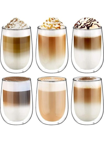 Buy 6-Piece Double Walled Coffee Cups Clear in UAE