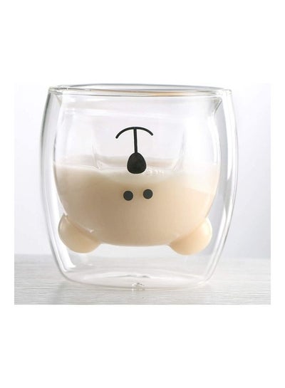 Buy Cute Bear Shape Double Wall Insulated Glass Cup Clear in UAE