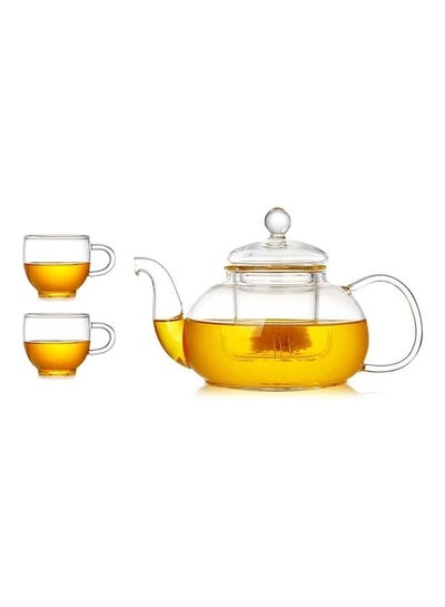 Buy Heat Resistant Glass Teapot Set Clear 600ml in UAE