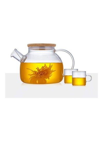 Buy Heat Resistant Glass Teapot Set Clear 1000ml in Saudi Arabia