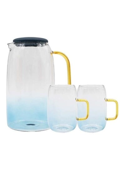 Buy Teapot Set And Coffee Servers With Gold Handle Transparent 1500ml in UAE