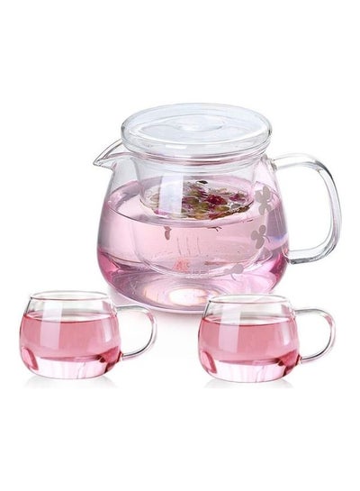 Buy Heat Resistant Handle Cup Sets With Infuser Transparent 1500ml in Saudi Arabia