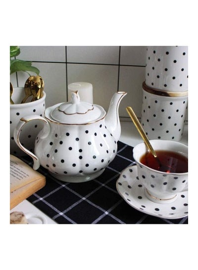 Buy Heat Resistant Glass Teapot Set White 600ml in UAE
