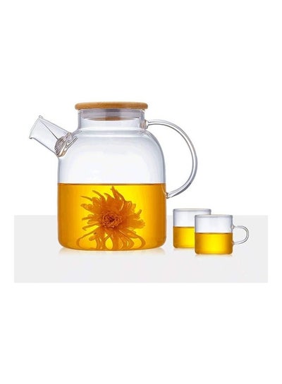 Buy Heat Resistant Glass Teapot Set Clear 1500ml in Saudi Arabia