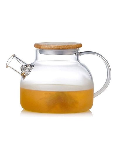 اشتري طقم إبريق شاي زجاجي مقاوم للحرارة شفاف 1000ملليلتر في الامارات