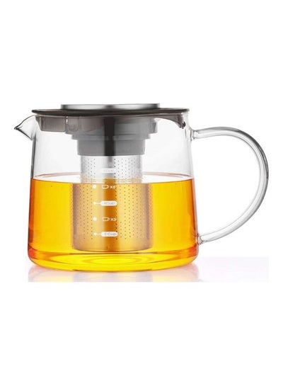 Buy Heat Resistant Glass Teapot Set Clear 800ml in UAE