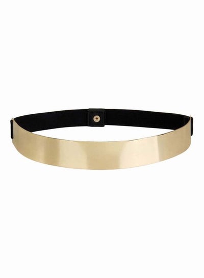 Buy Metallic Bling Slim Waist Belt Black/Gold in UAE