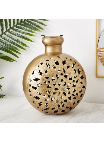 Buy Ibiza Metal Ornate Cutwok Kudia Votive Holder Gold 38x27x19cm in Saudi Arabia