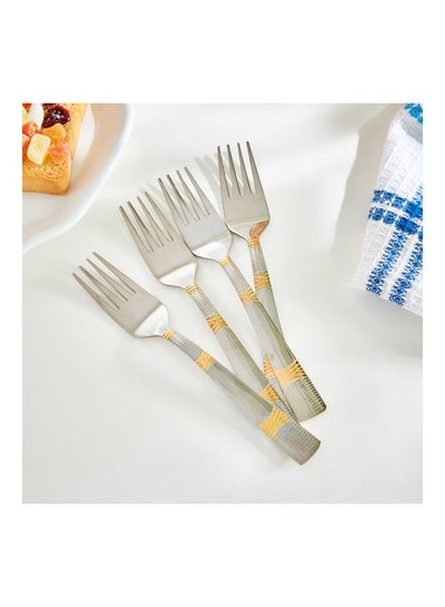 Buy 4-Piece Casa Cake Fork Set Silver/Gold 15 x 1.25 x 2.5cm in Saudi Arabia