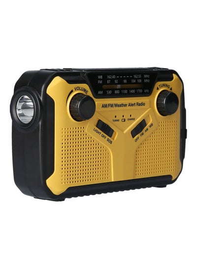 Buy Solar Powered Digital FM/AM/WB With LED Reading Light And Flashlight V8681-V Black/Yellow in UAE