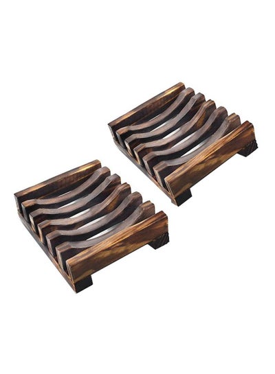 Buy 2-Piece Wooden Soap Holder Brown 16x4.8x1centimeter in UAE