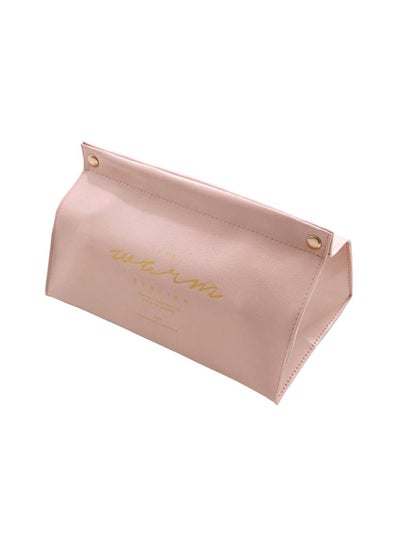 Buy Leather Tissue Storage Box Pink 20x12x11cm in Saudi Arabia