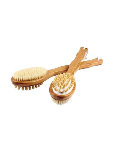 Buy 2-Piece Double-Sided Body Brush Set Brown/Beige 40x7.5x5.5centimeter in UAE