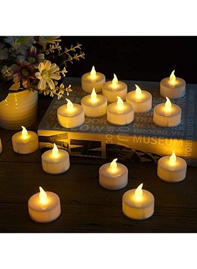 Buy Set of 10- LED Flameless Tea Light Candle Yellow in UAE